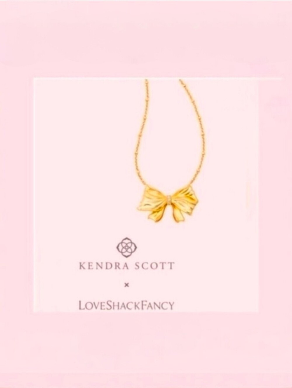 LoveShackFancy×Kendra Scott Gold Bow With Crystal Necklace New Discontinued